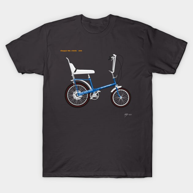 Raleigh Chopper Mk 1 Girlie Horizon Blue T-Shirt by Tunstall